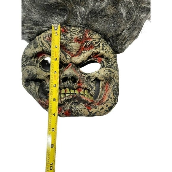 Vintage Rubber Face Teen Adult Halloween Mask Zombie Undead Gray Hair Scary - Picture 6 of 8
